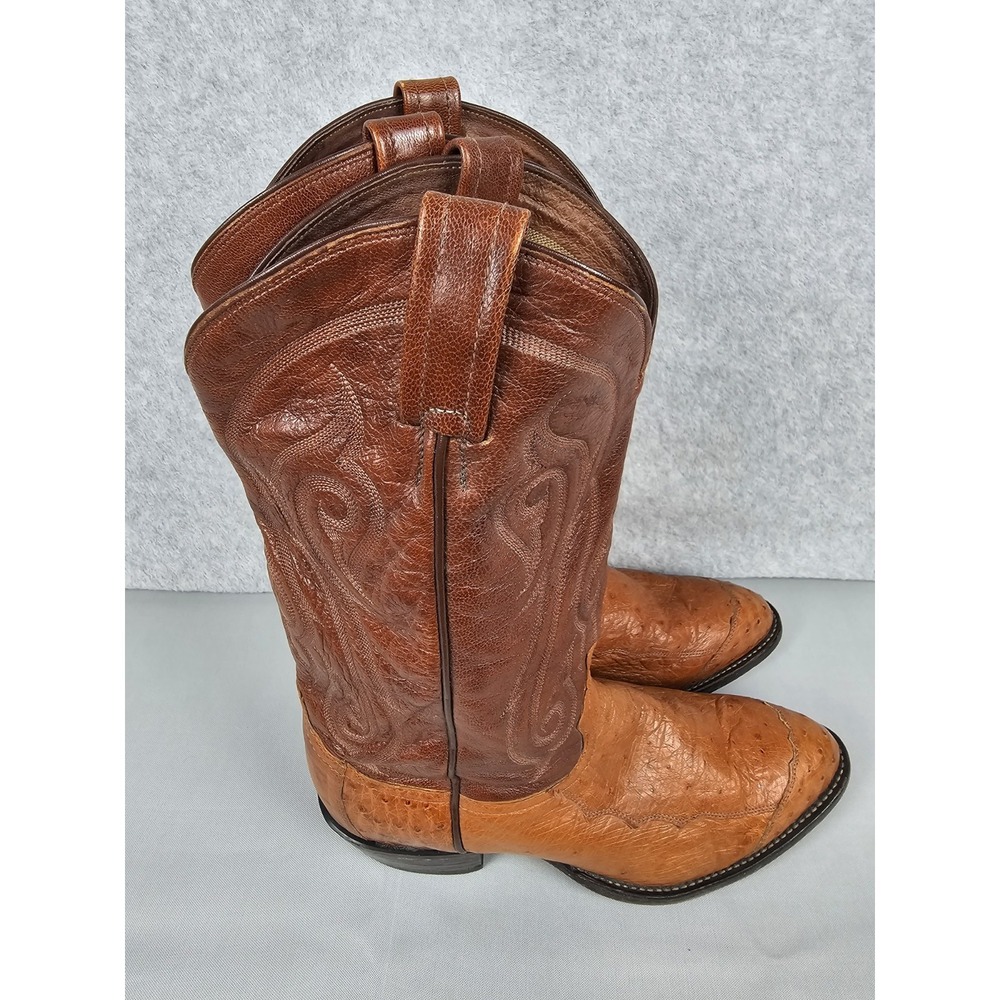 Tony Lama CZ906 Smooth  Ostrich Quill Cowboy Boots Mens 10 D Peanut Brittle - Picture 4 of 16